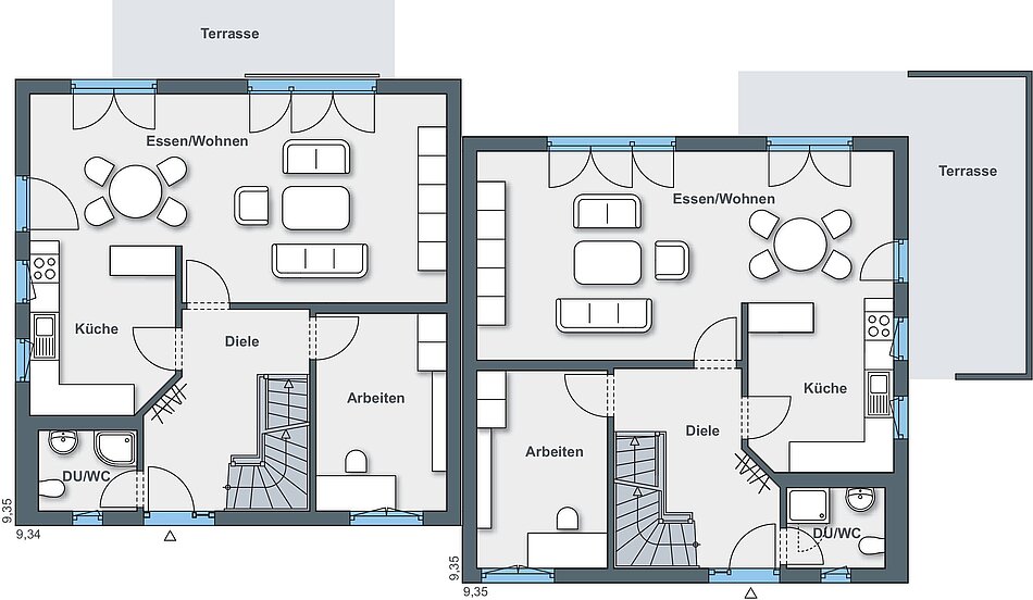 Grundriss: Erdgeschoss Doppelhaus
