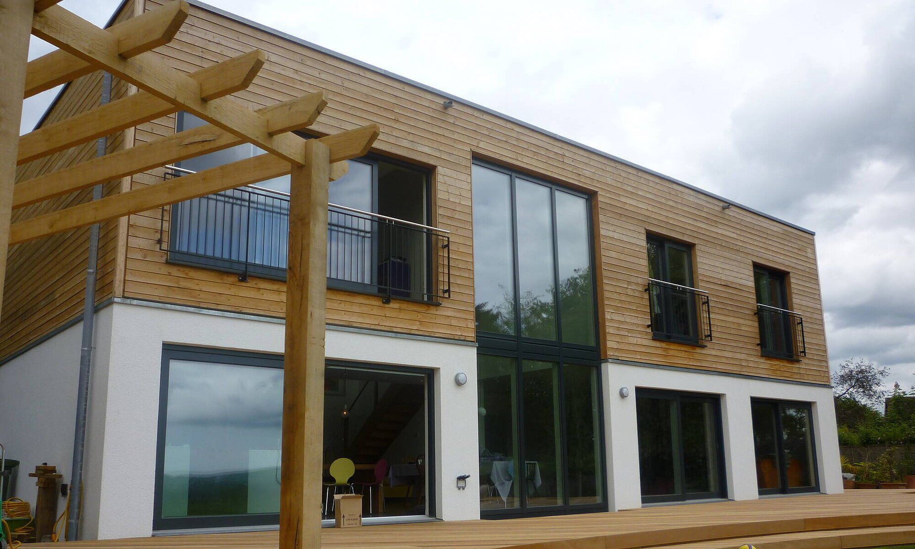 Sustainable prefab home with wood burning stove