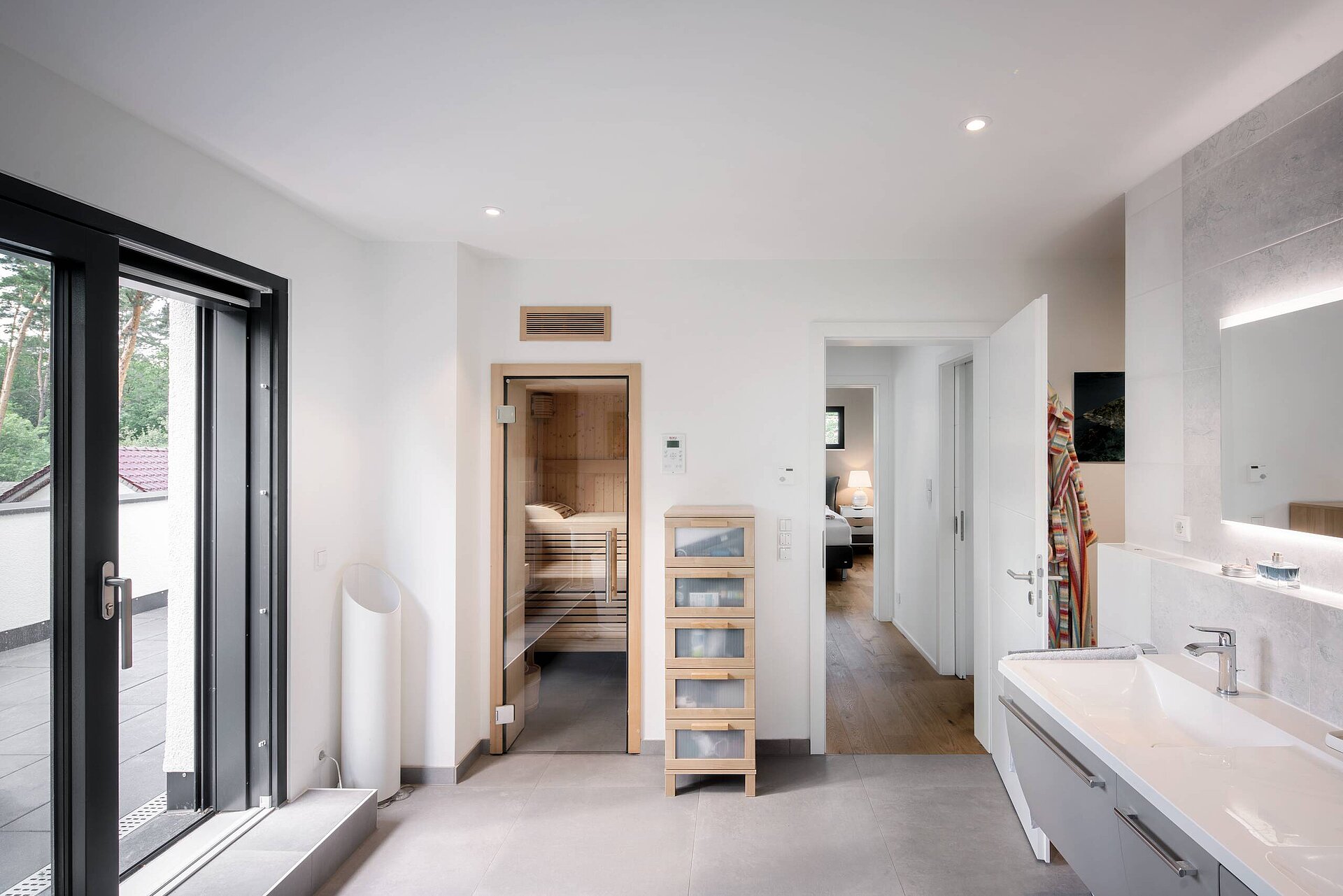 Badezimmer mit Sauna