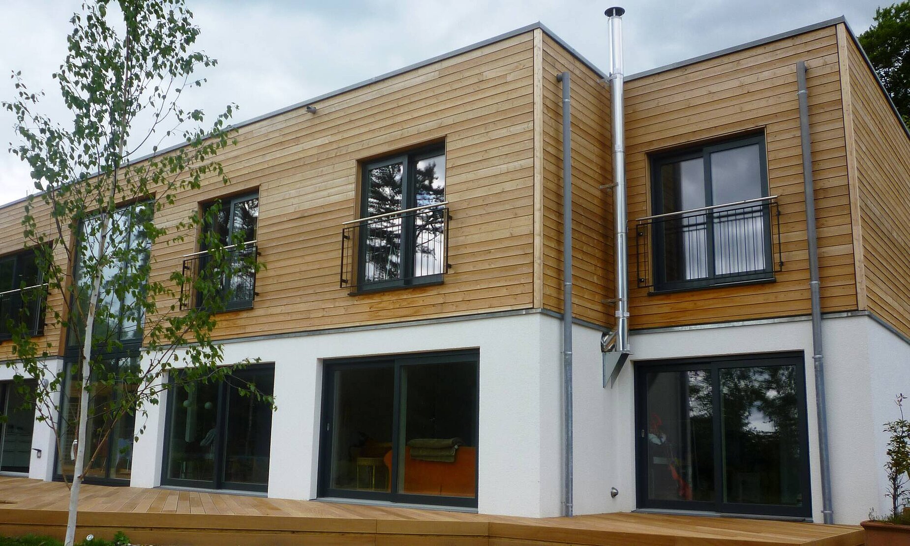 Sustainable prefab home with wood burning stove