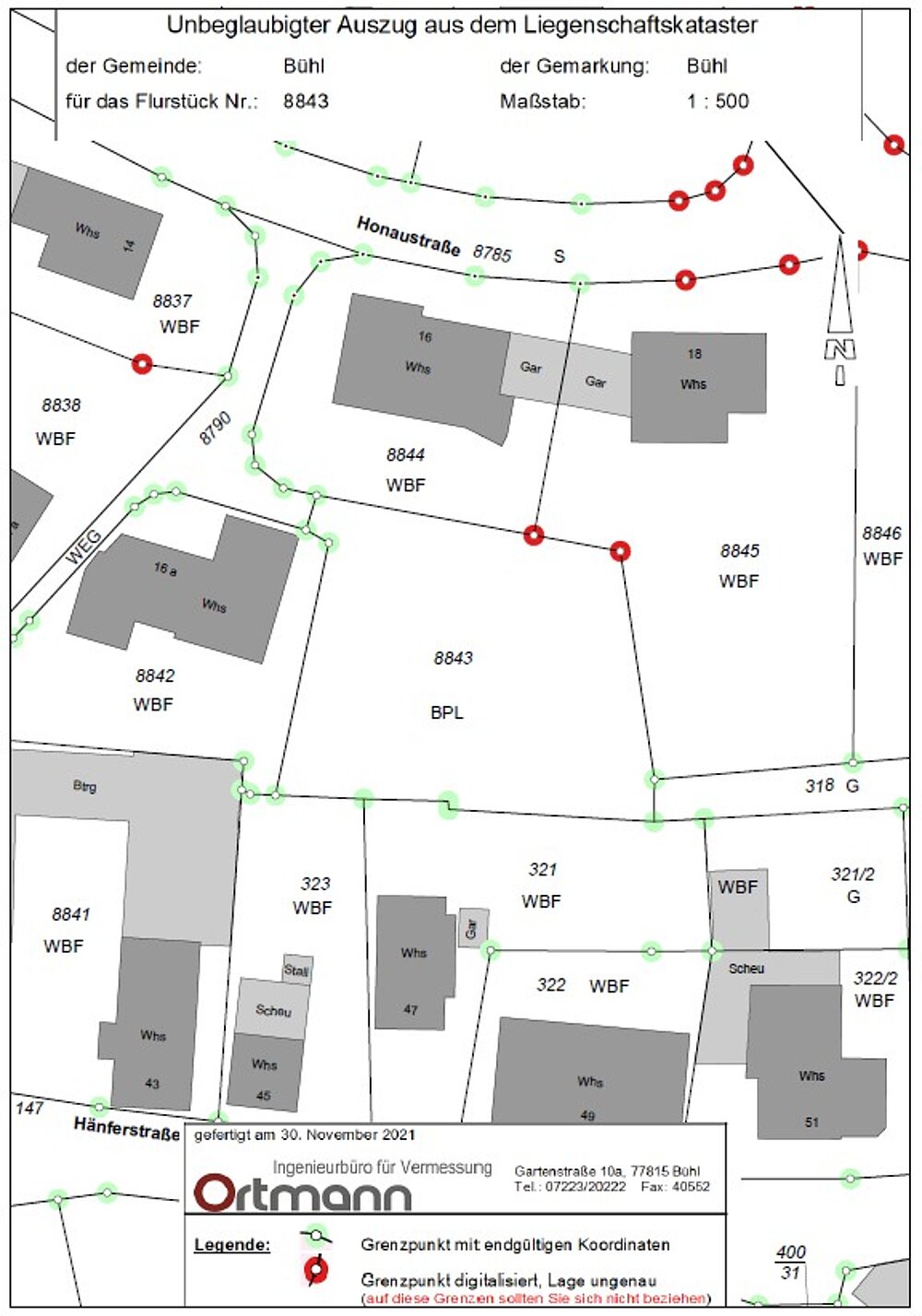 Lageplan Honaustraße Bühl