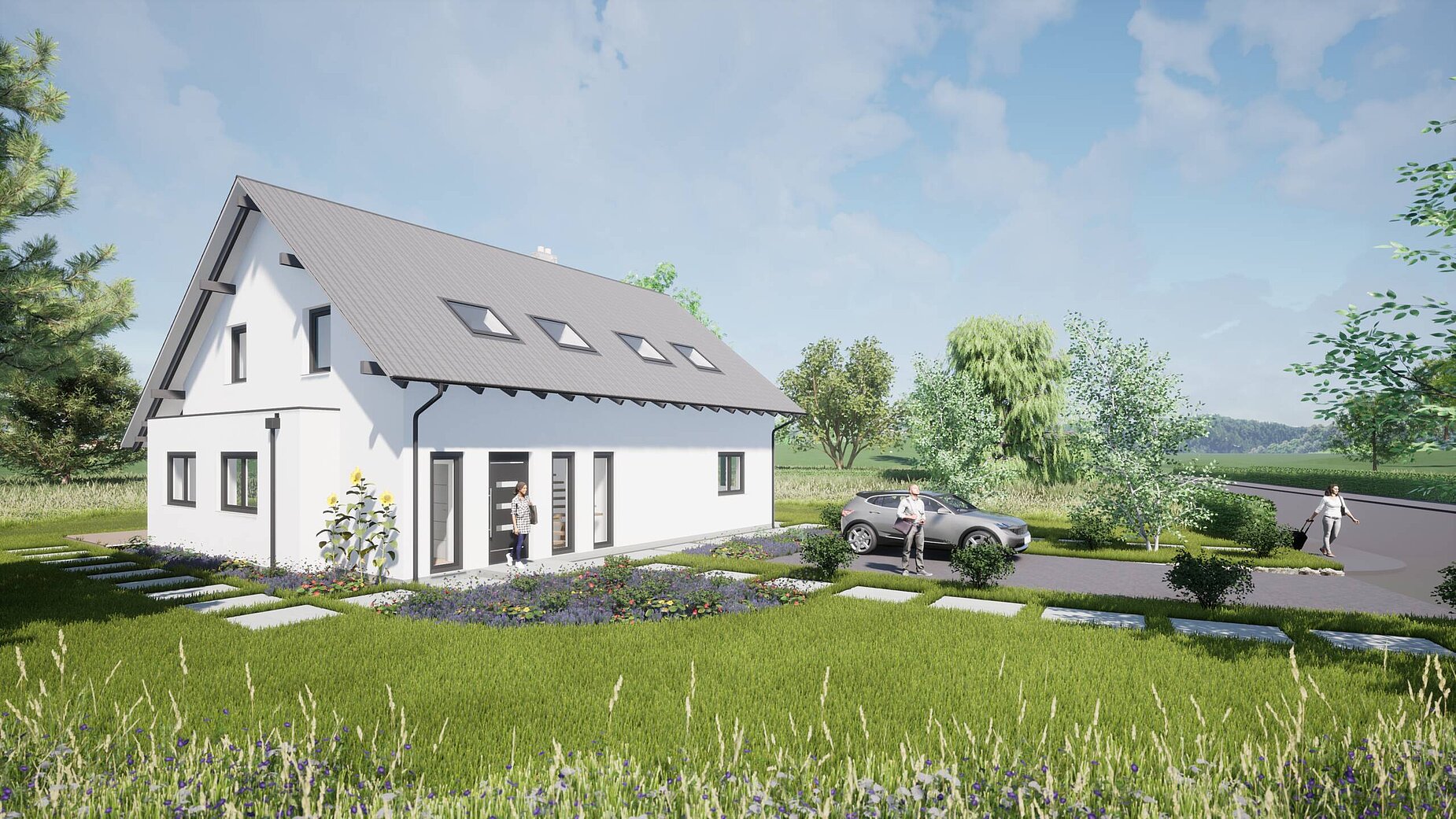 Anderthalb-geschossiges Haus mit zwei Wohneinheiten