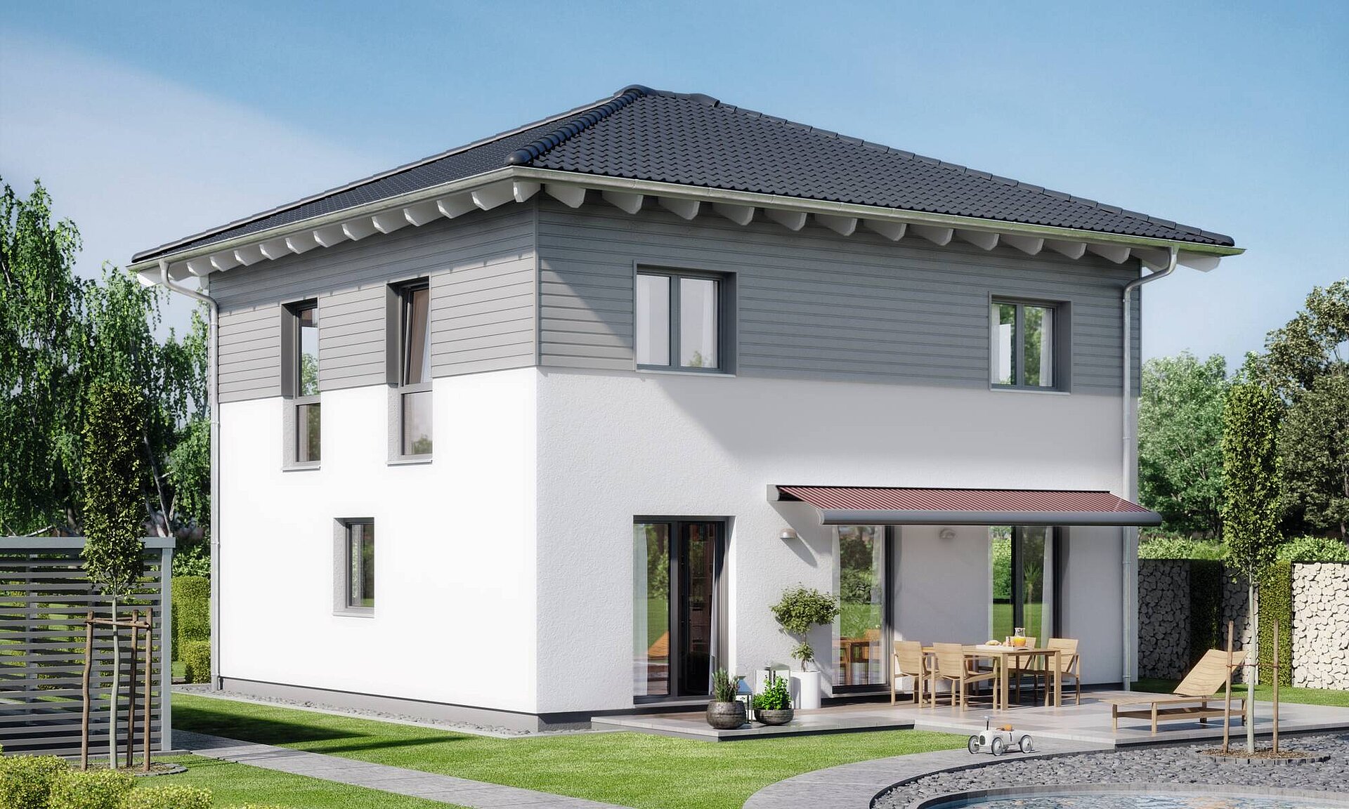 Zweigeschossiges Walmdachhaus vorgeplantes, WeberHaus,