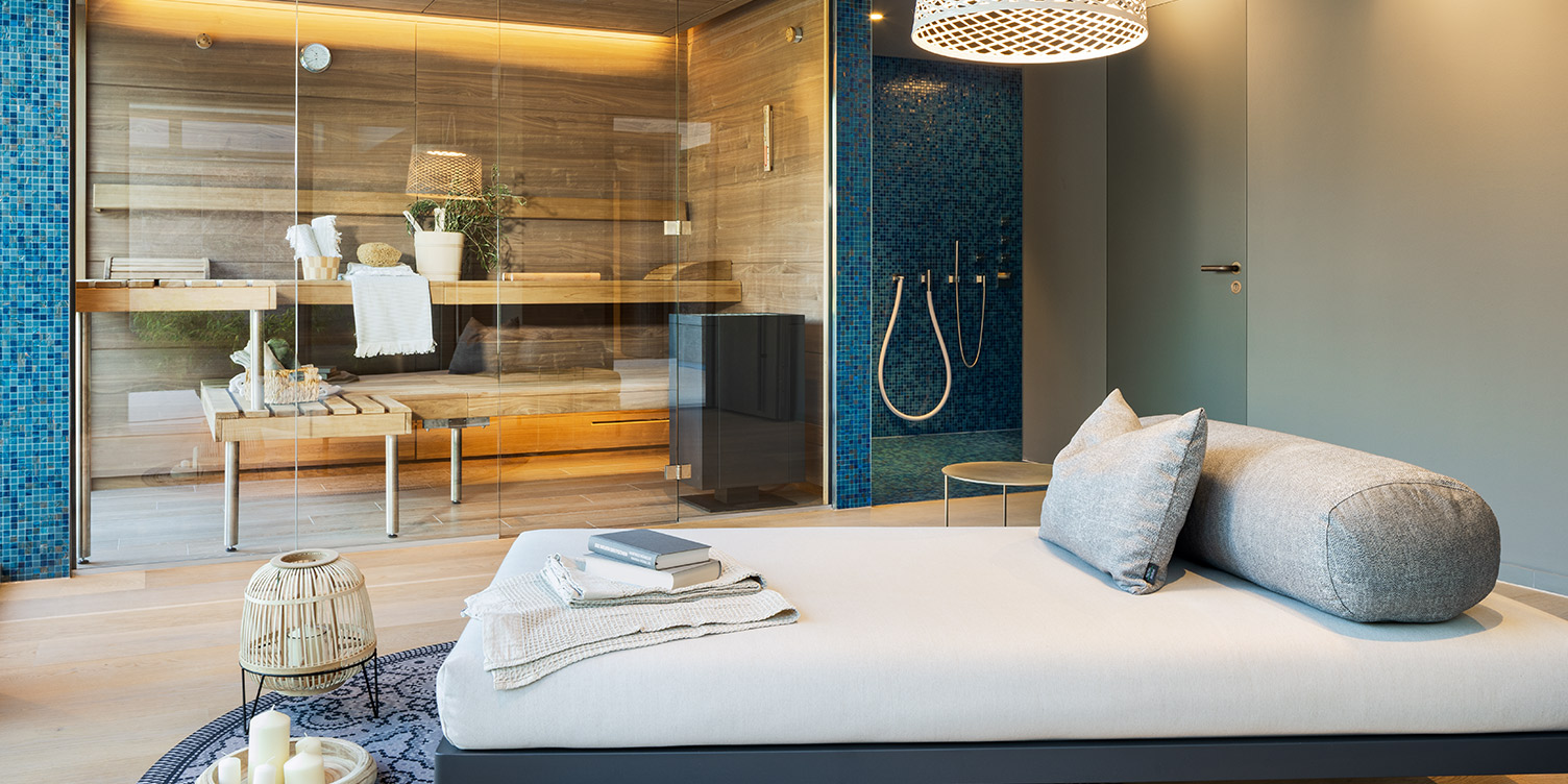 Exklusive Oase - Badezimmer mit Sauna in der Luxusvilla Blunt im Erlenpark Exklusive Oase - Badezimmer mit Sauna in der Luxusvilla Blunt im Erlenpark