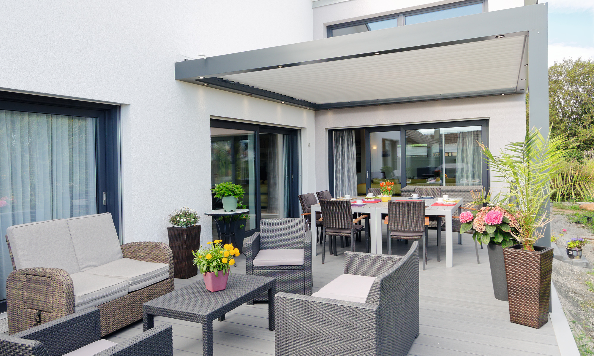 Musterhaus Hochspeyer Bungalow ebenLeben Terrasse Musterhaus Hochspeyer Außenansicht
