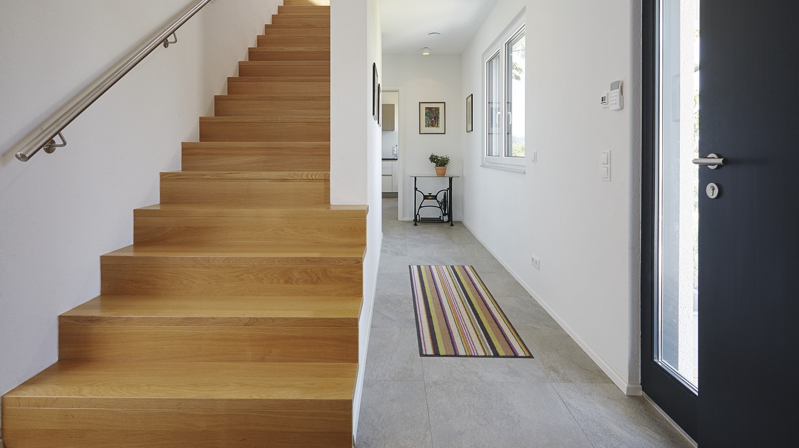 WeberHaus, sunshine; Treppe, Haus am Hang, 1 1/2 geschossig vorgeplantes, WeberHaus, sunshine 310