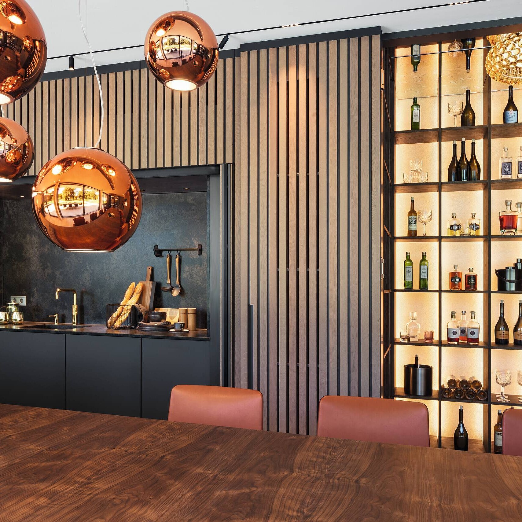 moderne Küche mit integrierter Bar